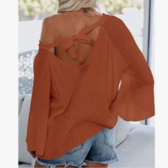 NEW Bell Sleeves Loose Knitted Sweater Top - Picture 4 of 5